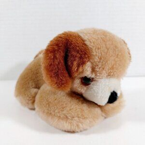 Kamar Small Plush Puppy Dog Toy Beige Brown Laying Down  VINTAGE 6”